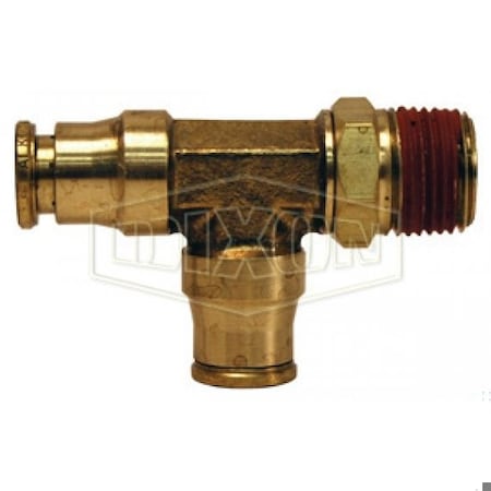 Dixon 71S5 x4 Push-In Run Tee, 1/8 x 5/32 in Nominal, MNPT Swivel x Tube, Brass, Domestic 71S5X4